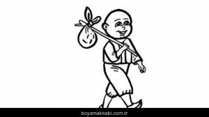 Keloğlan Masalları boyama sayfası – sevimli karakter, sanatsal çalışma