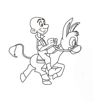 Keloğlan Masalları boyama sayfası,  coloring page, Keloğlan Masalları eşeğe binmek, 