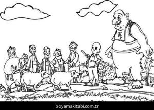 Keloğlan Masalları boyama sayfası – eğlenceli etkinlik, el becerilerini geliştirir