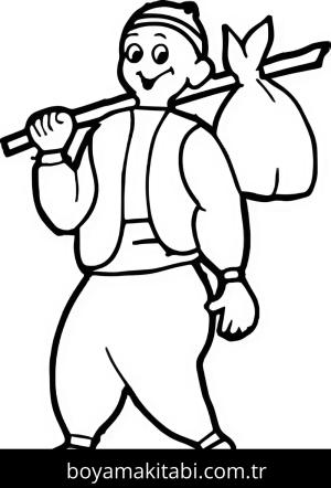 Keloğlan Masalları boyama sayfası – sanatsal çalışma, çocuklar için