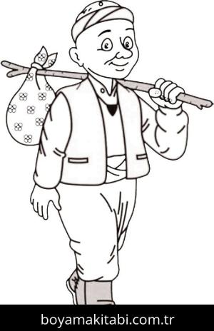 Keloğlan Masalları boyama sayfası – el becerilerini geliştirir, boyama çalışması