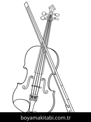 Keman boyama sayfası – el becerilerini geliştirir, boyama çalışması