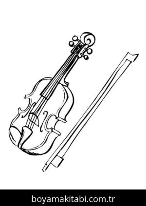 Keman boyama sayfası – okul öncesi, evde etkinlik