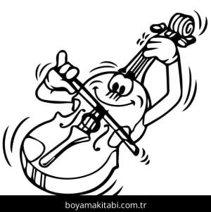 Keman boyama sayfası – sevimli karakter, sanatsal çalışma