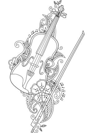 Keman boyama sayfası,  coloring page, Yetişkinler için keman, 