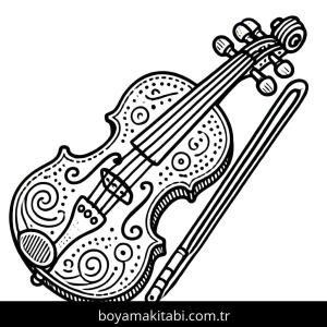 Keman boyama sayfası – boyama etkinliği, çocuk aktivitesi