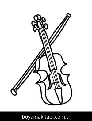 Keman boyama sayfası – çocuklar için, çizgi film temalı