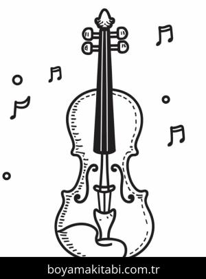 Keman boyama sayfası – boyama çalışması, yaratıcılığı geliştirir