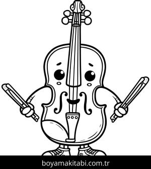 Keman boyama sayfası – çocuk aktivitesi, PDF indir
