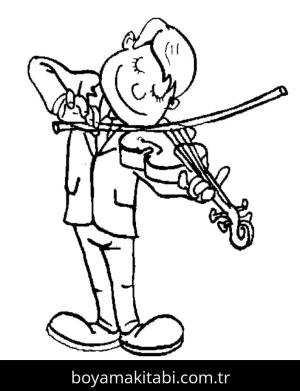 Keman boyama sayfası – sevimli karakter, sanatsal çalışma