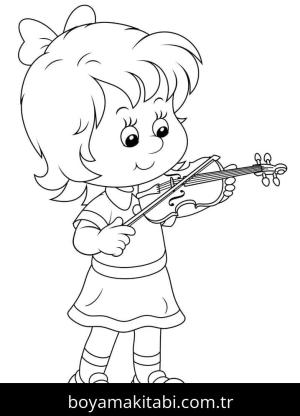 Keman boyama sayfası – okul öncesi, evde etkinlik