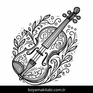 Keman boyama sayfası – yaratıcılığı geliştirir, keyifli zaman