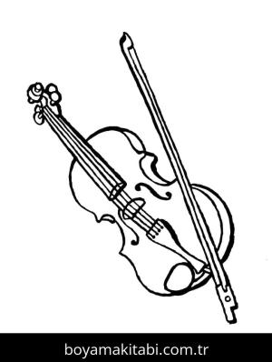 Keman boyama sayfası – çizgi film temalı, basit çizim