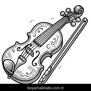 Keman boyama sayfası – boyama etkinliği, çocuk aktivitesi