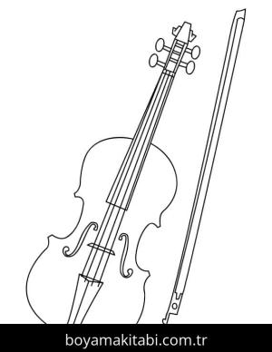 Keman boyama sayfası – eğlenceli etkinlik, el becerilerini geliştirir