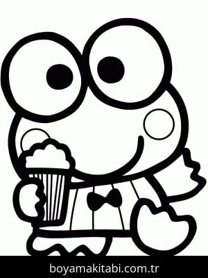 Keroppi boyama sayfası – eğlenceli etkinlik, el becerilerini geliştirir