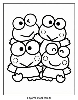 Keroppi boyama sayfası – basit çizim, kolay boyama