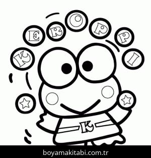 Keroppi boyama sayfası – çocuk aktivitesi, PDF indir