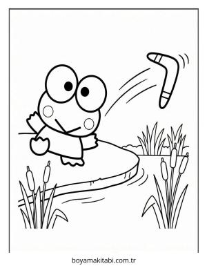 Keroppi boyama sayfası – el becerilerini geliştirir, boyama çalışması
