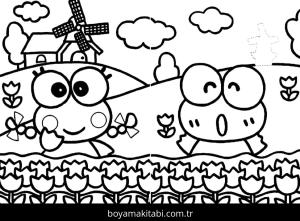 Keroppi boyama sayfası – PDF indir, sevimli karakter