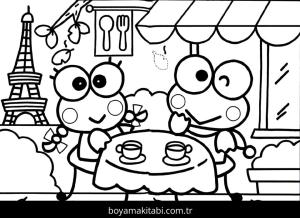 Keroppi boyama sayfası – sevimli karakter, sanatsal çalışma
