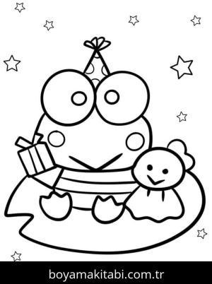 Keroppi boyama sayfası – basit çizim, kolay boyama