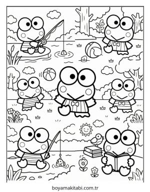 Keroppi boyama sayfası – boyama çalışması, yaratıcılığı geliştirir
