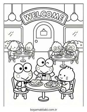 Keroppi boyama sayfası – keyifli zaman, renkli çizimler