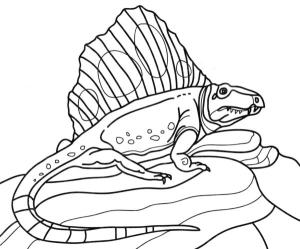 Kertenkele boyama sayfası,  coloring page, Şimdi soyu tükenmiş kertenkele dimetrodon, 