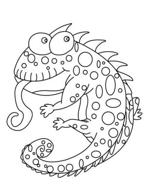 Kertenkele boyama sayfası,  coloring page, Sıradışı ve komik iguana, 