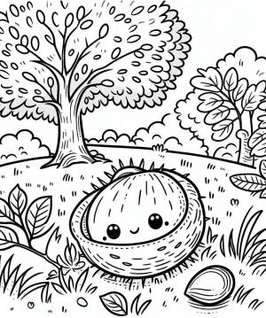 Kestane boyama sayfası,  coloring page, Basitçe Kestane çizin, 