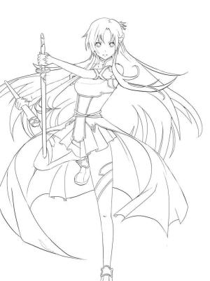 Sword Art Online boyama sayfası,  coloring page, Güzel Asuna, 