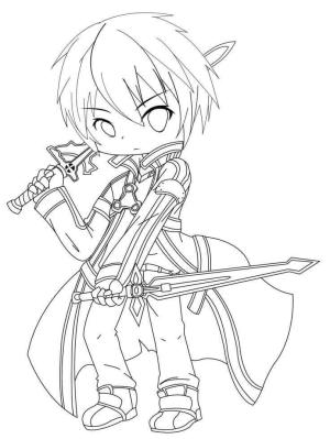 Sword Art Online boyama sayfası,  coloring page, Chibi Kirito, 