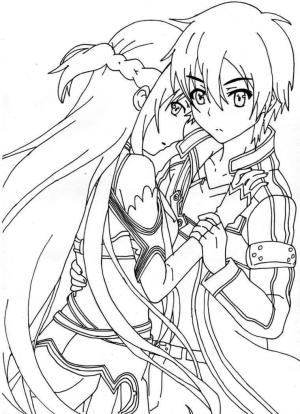 Sword Art Online boyama sayfası,  coloring page, Kirito ve Asuna’yı Seviyorum, 