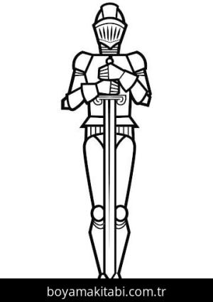 Kılıç boyama sayfası – PDF indir, sevimli karakter