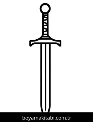 Kılıç boyama sayfası – sevimli karakter, sanatsal çalışma