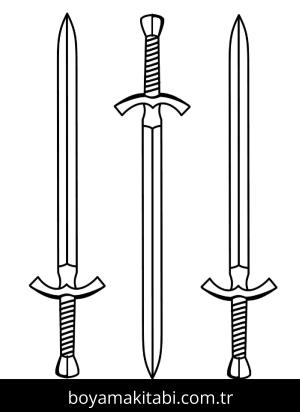 Kılıç boyama sayfası – eğlenceli etkinlik, el becerilerini geliştirir
