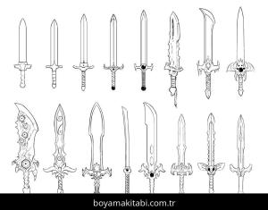 Kılıç boyama sayfası – kolay boyama, eğitici aktivite