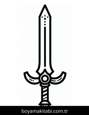 Kılıç boyama sayfası – çizgi film temalı, basit çizim