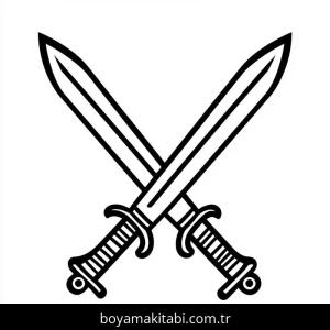 Kılıç boyama sayfası – evde etkinlik, ücretsiz yazdır