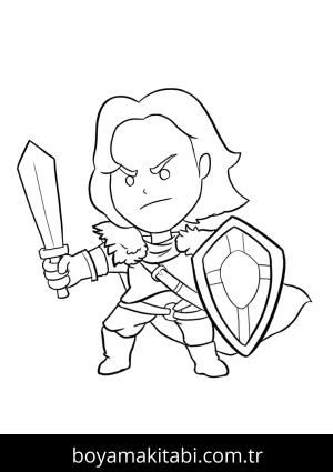 Kılıç boyama sayfası – renkli çizimler, okul öncesi