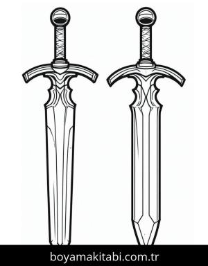 Kılıç boyama sayfası – eğlenceli etkinlik, el becerilerini geliştirir