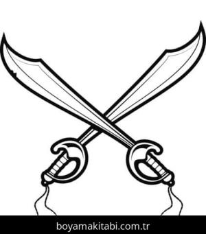 Kılıç boyama sayfası – el becerilerini geliştirir, boyama çalışması