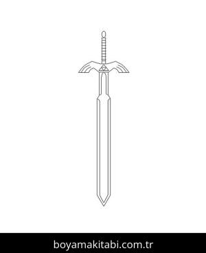 Kılıç boyama sayfası – çizgi film temalı, basit çizim