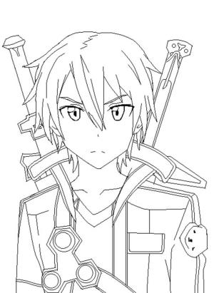 Kılıç boyama sayfası,  coloring page, İki Kılıçlı Kirito, 