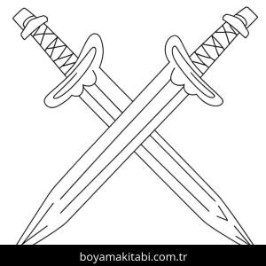 Kılıç boyama sayfası – eğitici aktivite, yaratıcılık