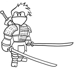 Kılıç boyama sayfası,  coloring page, İki Kılıçlı Roblox Ninja, 