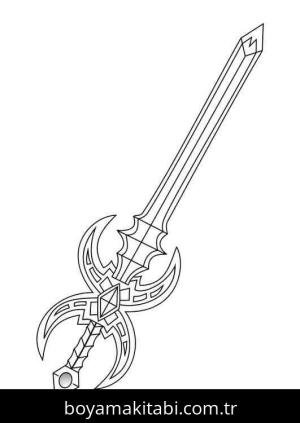Kılıç boyama sayfası – basit çizim, kolay boyama
