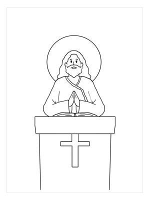 Kilise boyama sayfası,  coloring page, Kilisede Kilise Okur, 