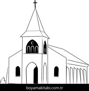 Kilise boyama sayfası – sevimli karakter, sanatsal çalışma